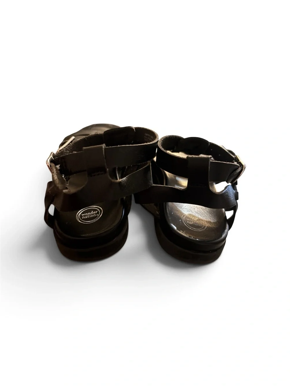 Wonder Nation Black Strappy Gladiator Sandals with Buckle size 13y